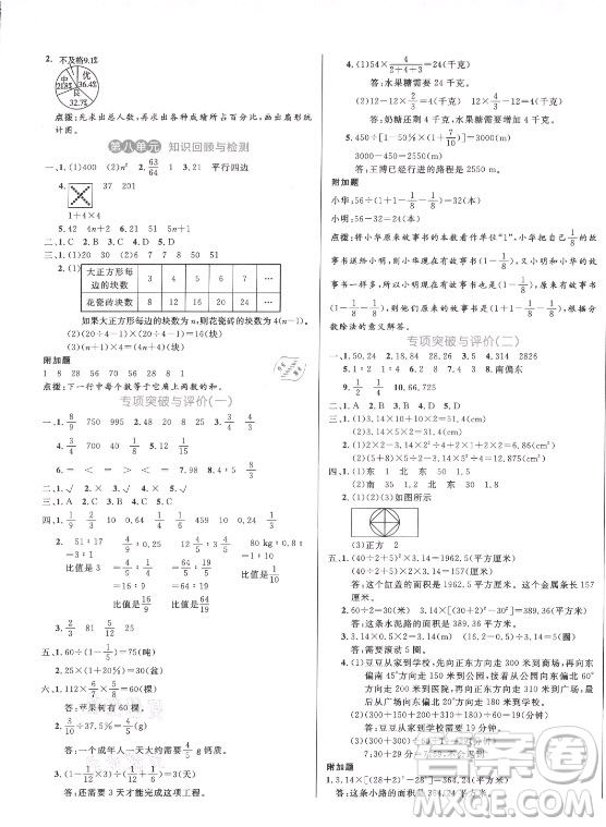 沈陽出版社2021黃岡名卷數(shù)學(xué)六年級上冊RJ人教版新疆專版答案