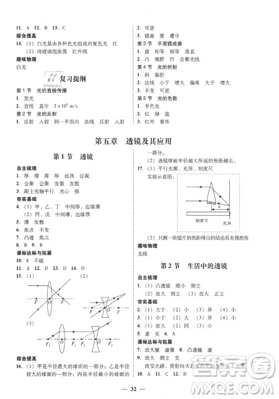 廣東經(jīng)濟(jì)出版社2021學(xué)考精練八年級上冊物理人教版答案