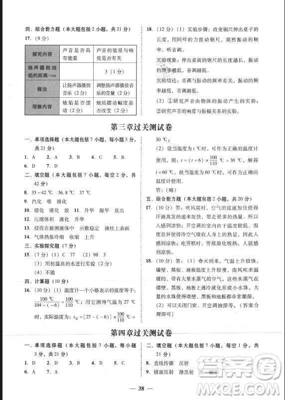 廣東經(jīng)濟(jì)出版社2021學(xué)考精練八年級上冊物理人教版答案