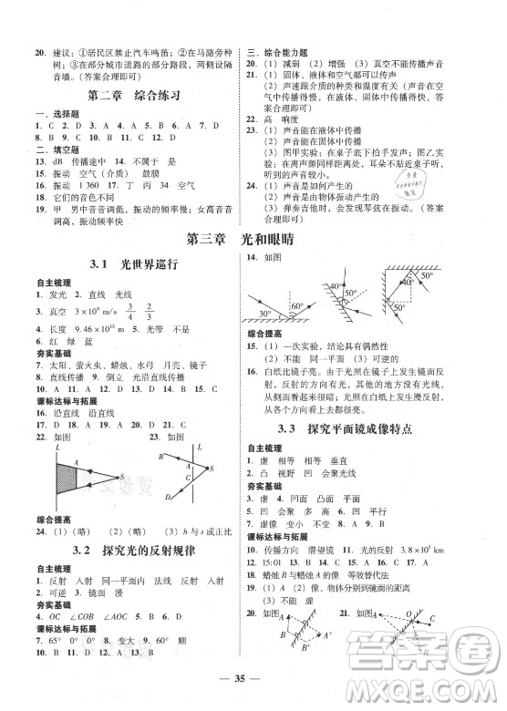 廣東經(jīng)濟(jì)出版社2021學(xué)考精練八年級(jí)上冊(cè)物理滬粵版答案