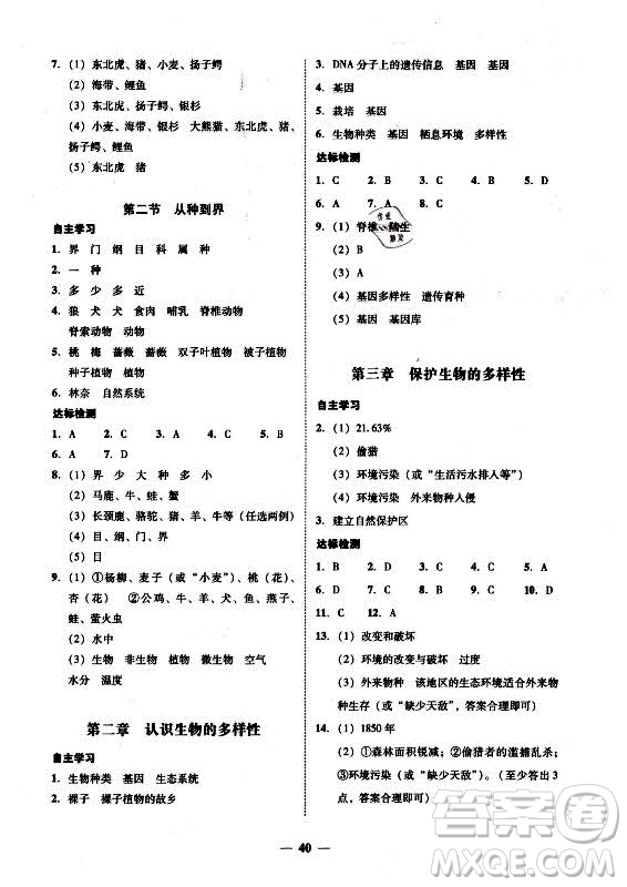 廣東經(jīng)濟(jì)出版社2021學(xué)考精練八年級(jí)上冊(cè)生物學(xué)人教版答案