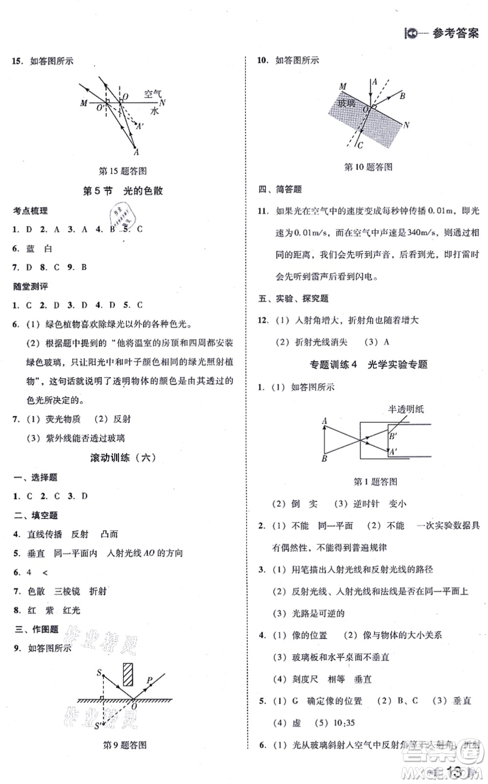 北方婦女兒童出版社2021勝券在握打好基礎作業(yè)本八年級物理上冊RJ人教版答案