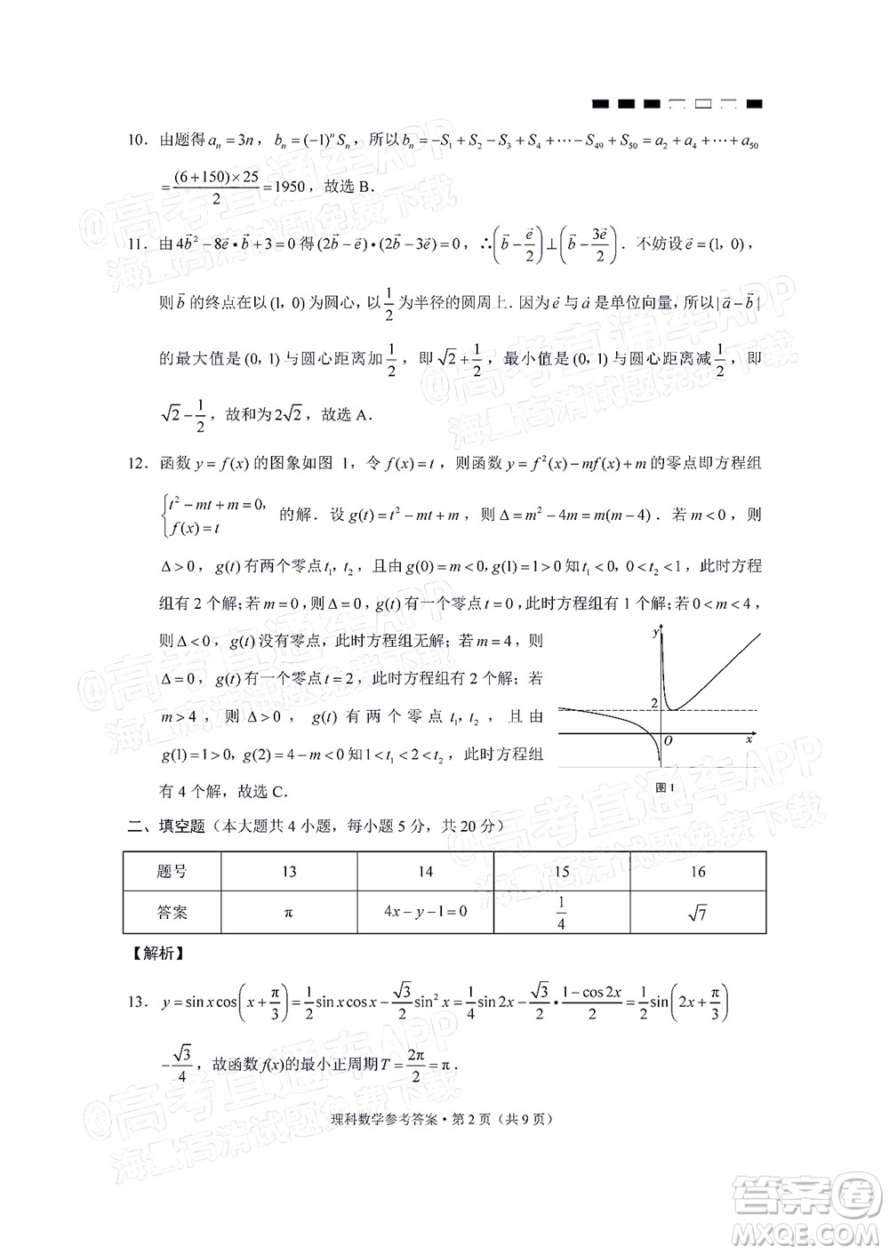 云南師大附中2022屆高考適應(yīng)性月考卷四理科數(shù)學(xué)試卷及答案