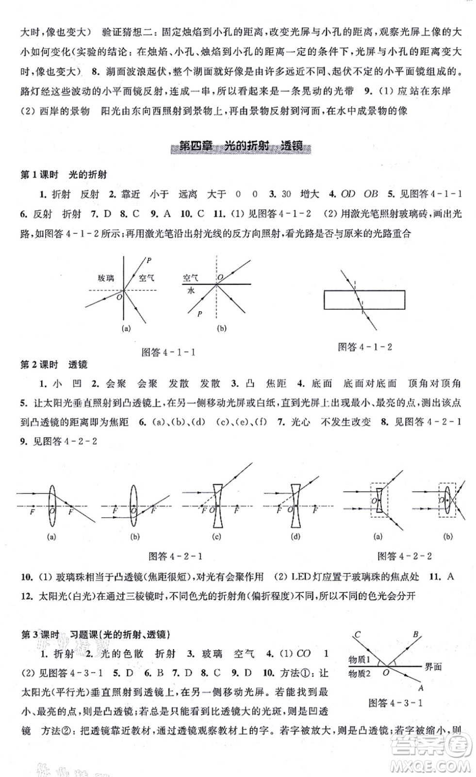 江蘇鳳凰科學(xué)技術(shù)出版社2021同步練習(xí)物理八年級(jí)上冊(cè)蘇科版答案