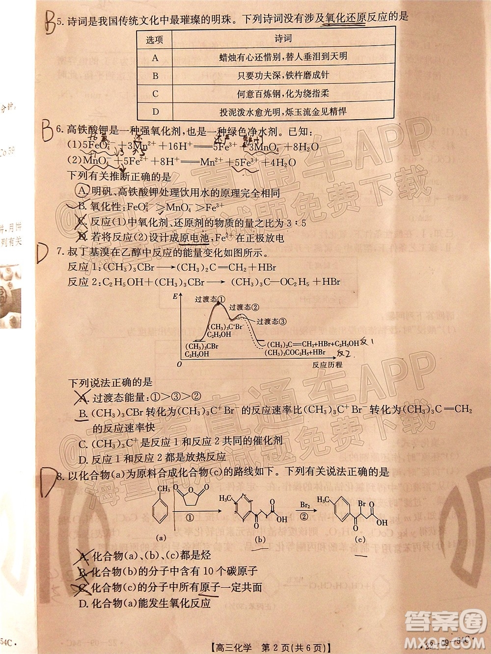 2022屆內(nèi)蒙古金太陽(yáng)高三10月聯(lián)考化學(xué)試題及答案