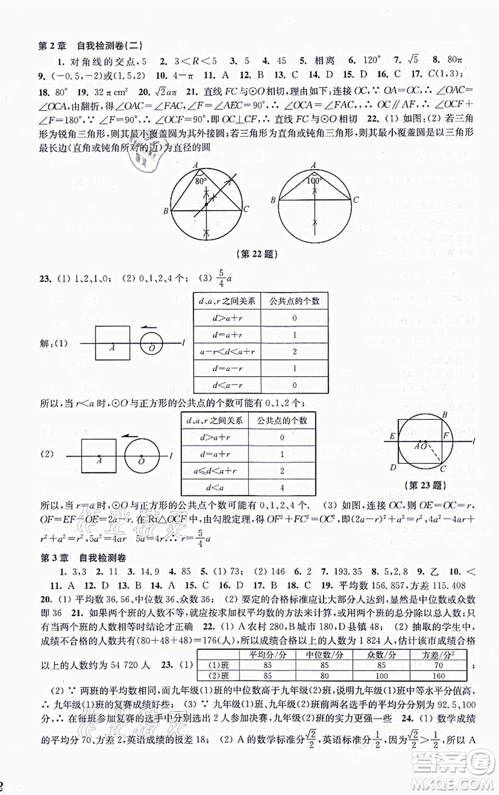 江蘇鳳凰科學技術(shù)出版社2021同步練習數(shù)學九年級上冊蘇科版答案