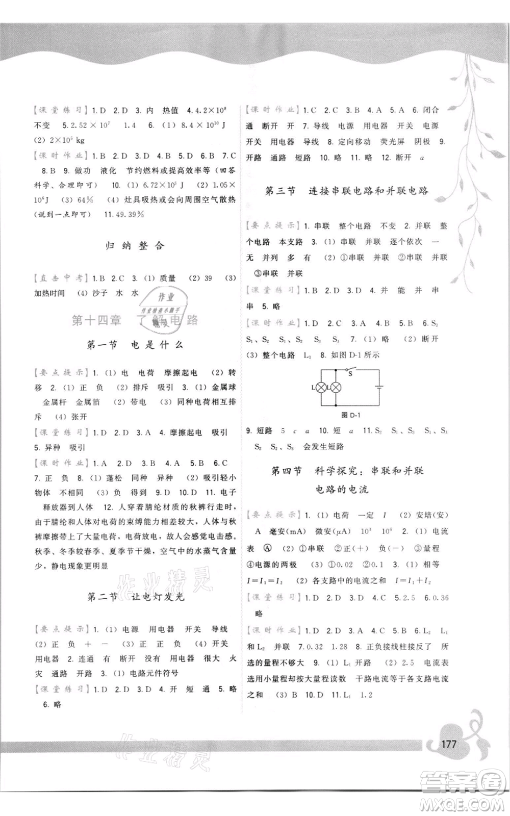 福建人民出版社2021頂尖課課練九年級(jí)物理滬科版參考答案