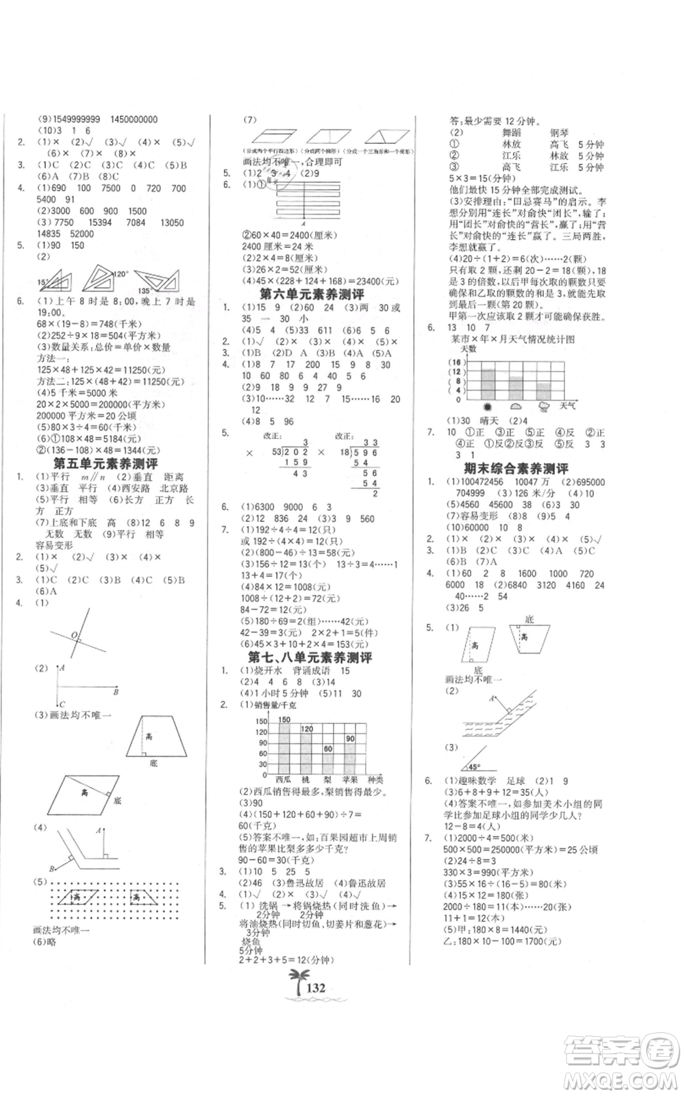 延邊大學(xué)出版社2021世紀(jì)金榜金榜小博士課時(shí)提優(yōu)作業(yè)四年級(jí)上冊(cè)數(shù)學(xué)人教版參考答案