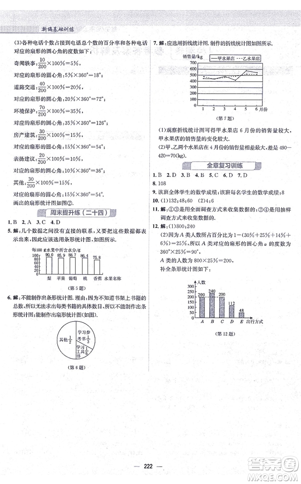 安徽教育出版社2021新編基礎(chǔ)訓(xùn)練七年級數(shù)學(xué)上冊通用版S答案