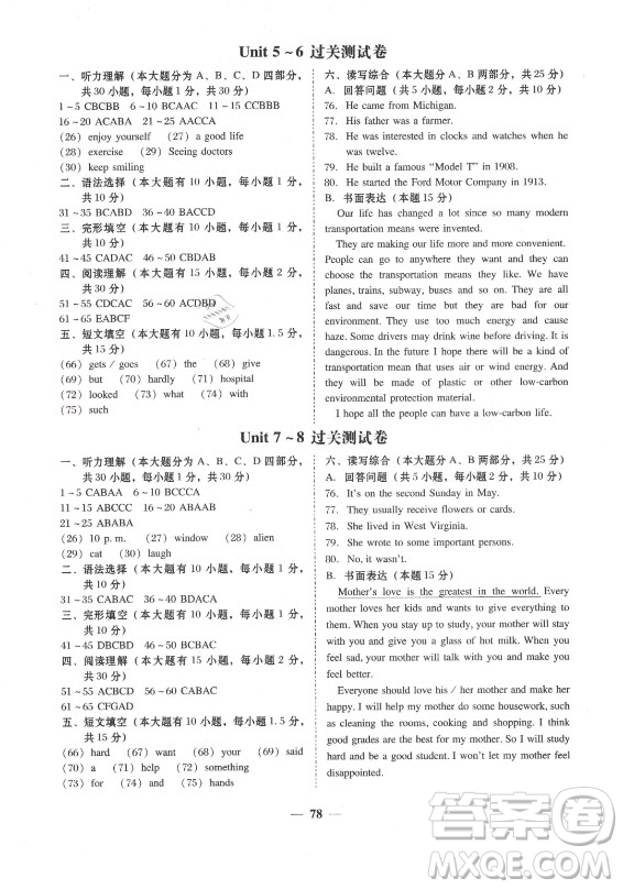 廣東經(jīng)濟(jì)出版社2021學(xué)考精練九年級全一冊英語人教版答案