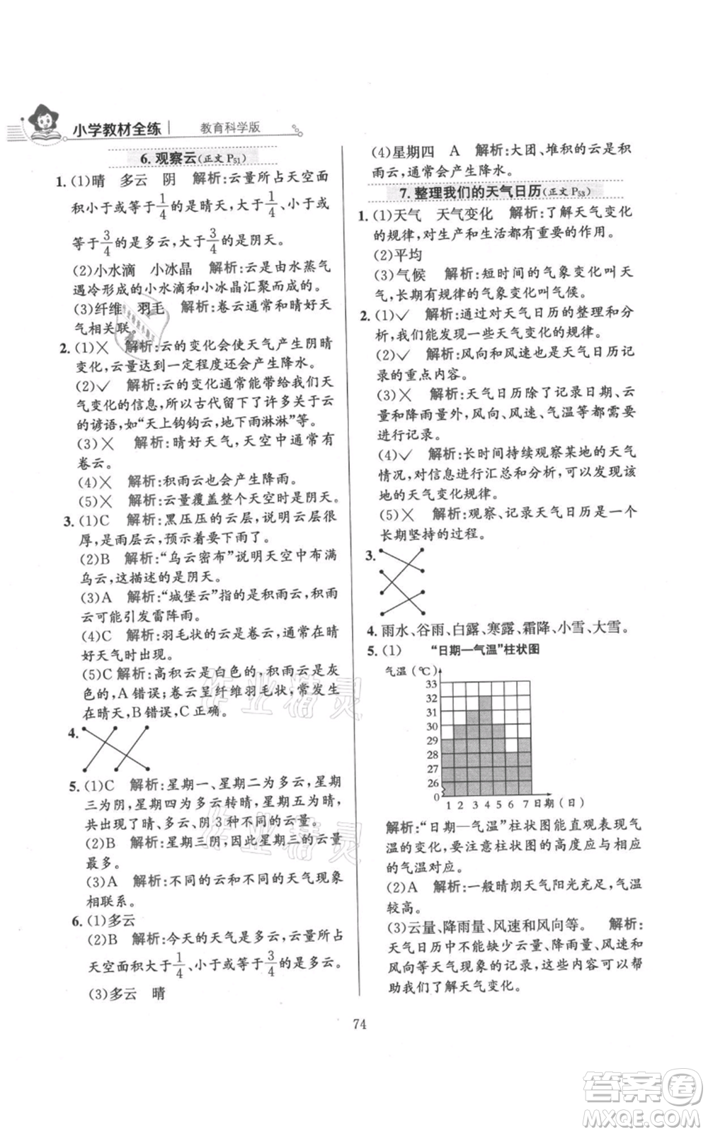 陜西人民教育出版社2021小學(xué)教材全練三年級(jí)上冊(cè)科學(xué)教育科學(xué)版參考答案