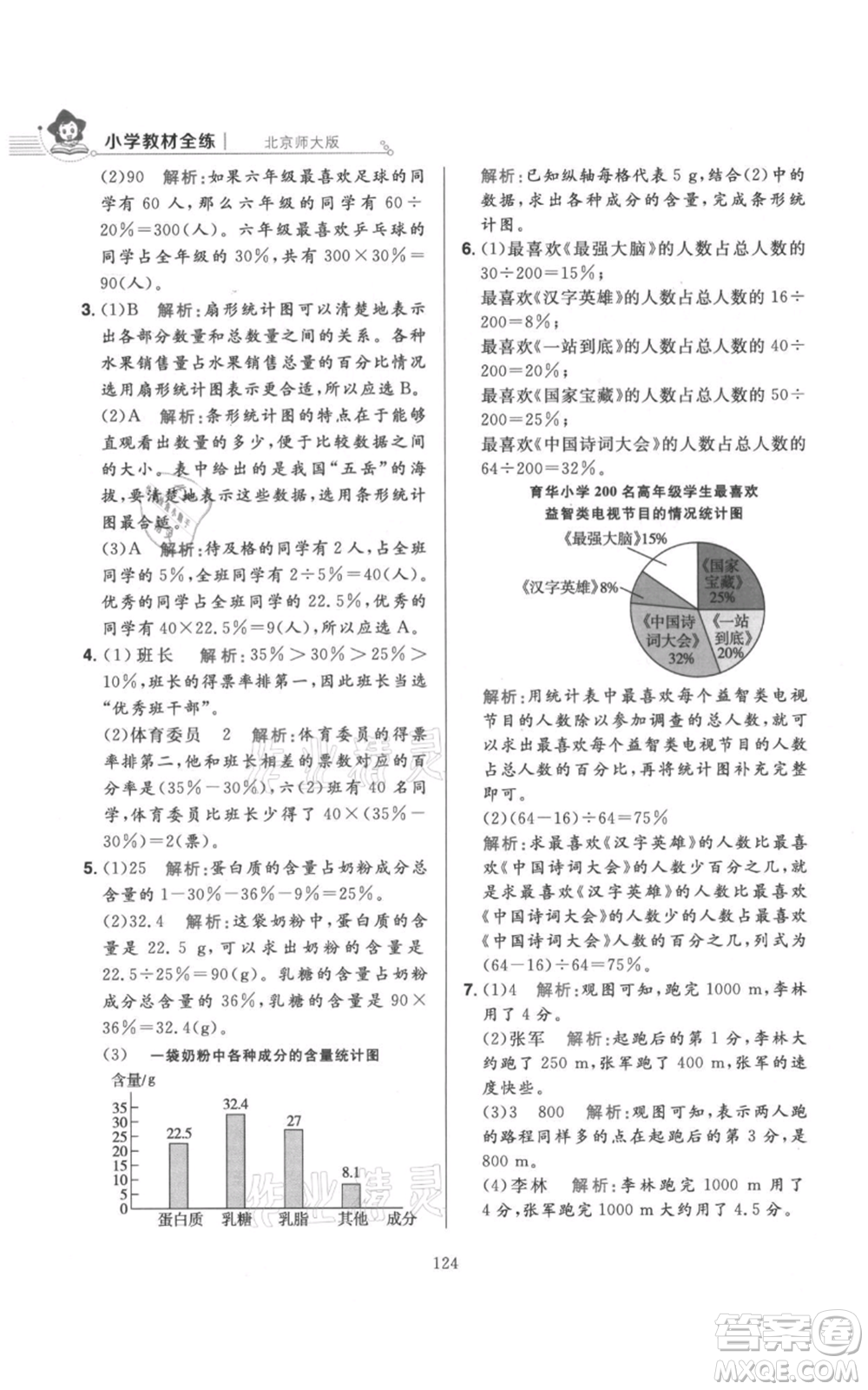 陜西人民教育出版社2021小學(xué)教材全練六年級上冊數(shù)學(xué)北京師大版參考答案