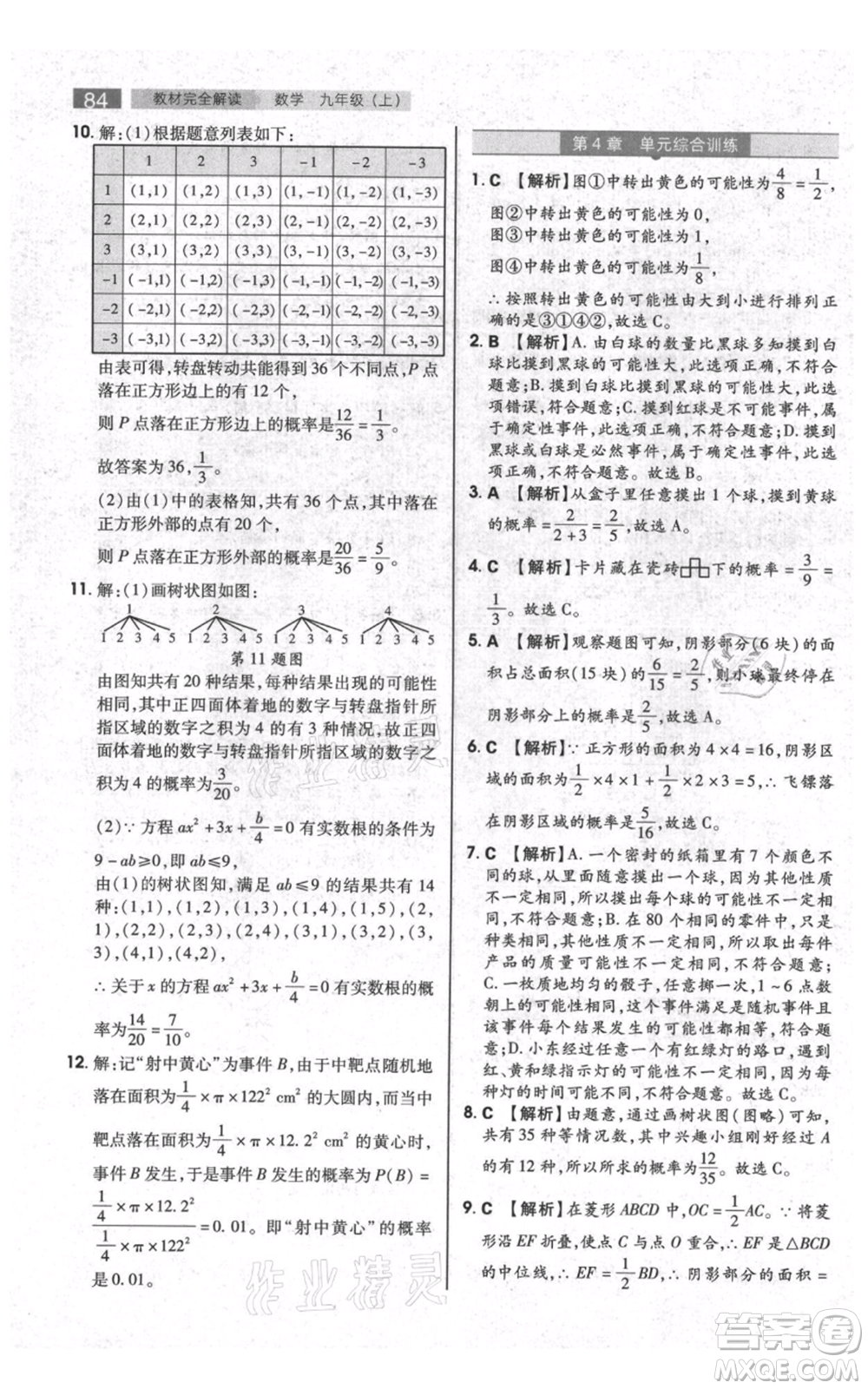 陜西師范大學(xué)出版總社有限公司2021教材完全解讀九年級上冊數(shù)學(xué)蘇科版參考答案