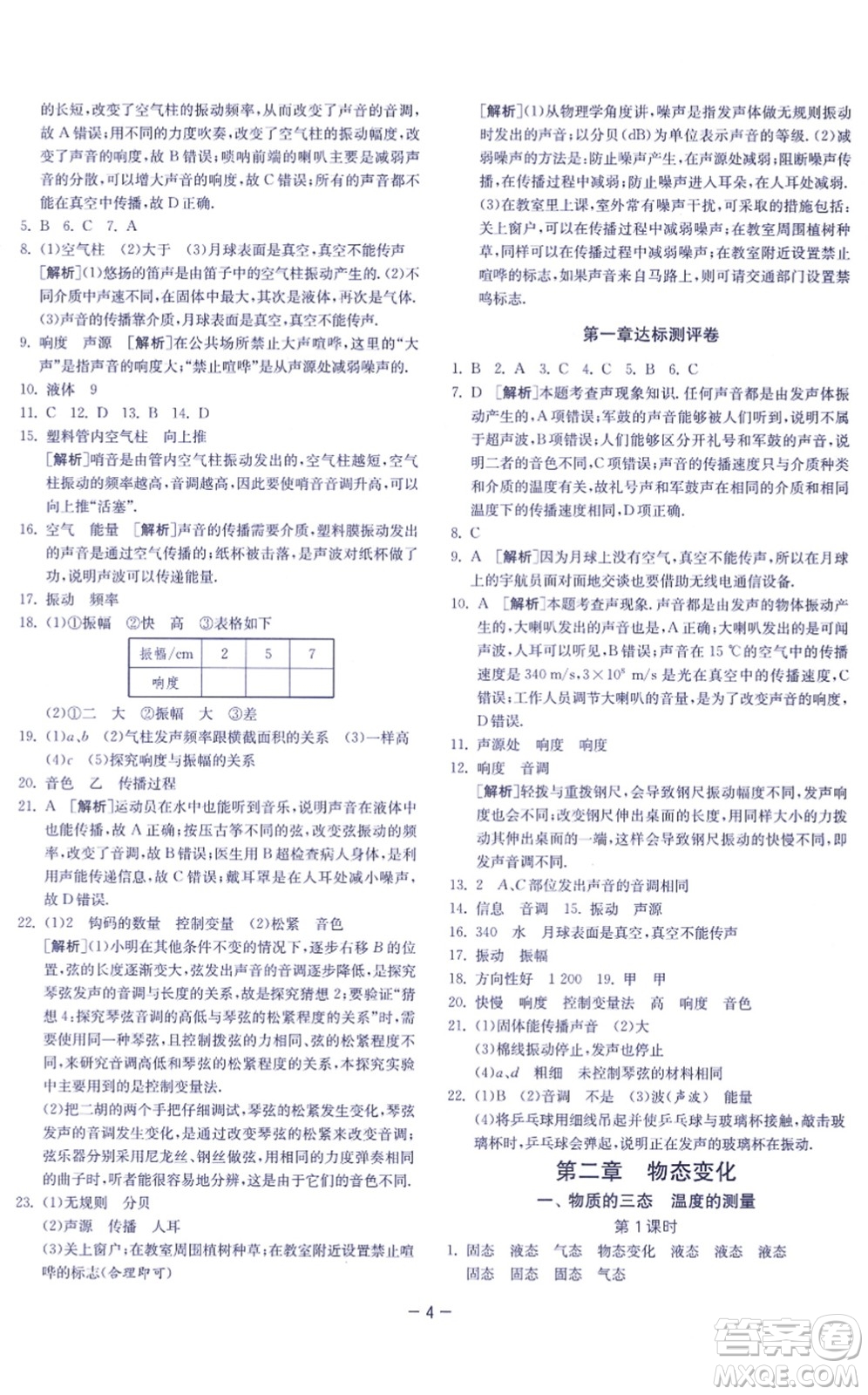 江蘇人民出版社2021春雨教育課時(shí)訓(xùn)練八年級(jí)物理上冊(cè)JSKJ蘇科版答案