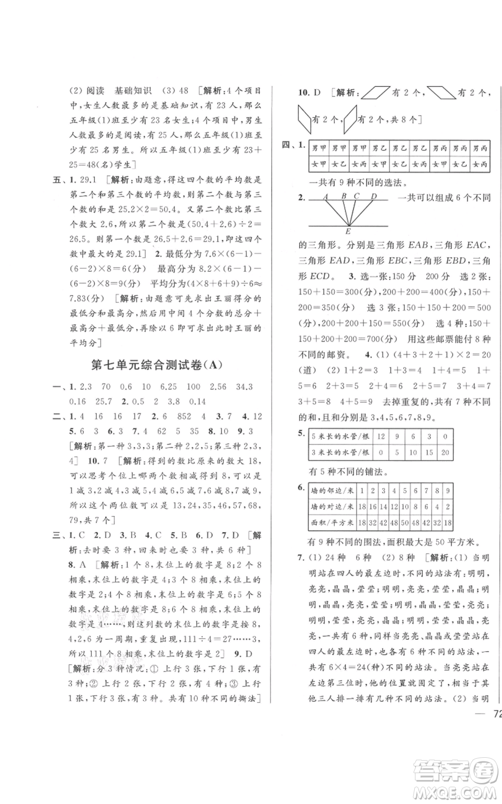 北京教育出版社2021亮點給力大試卷五年級上冊數(shù)學江蘇版參考答案