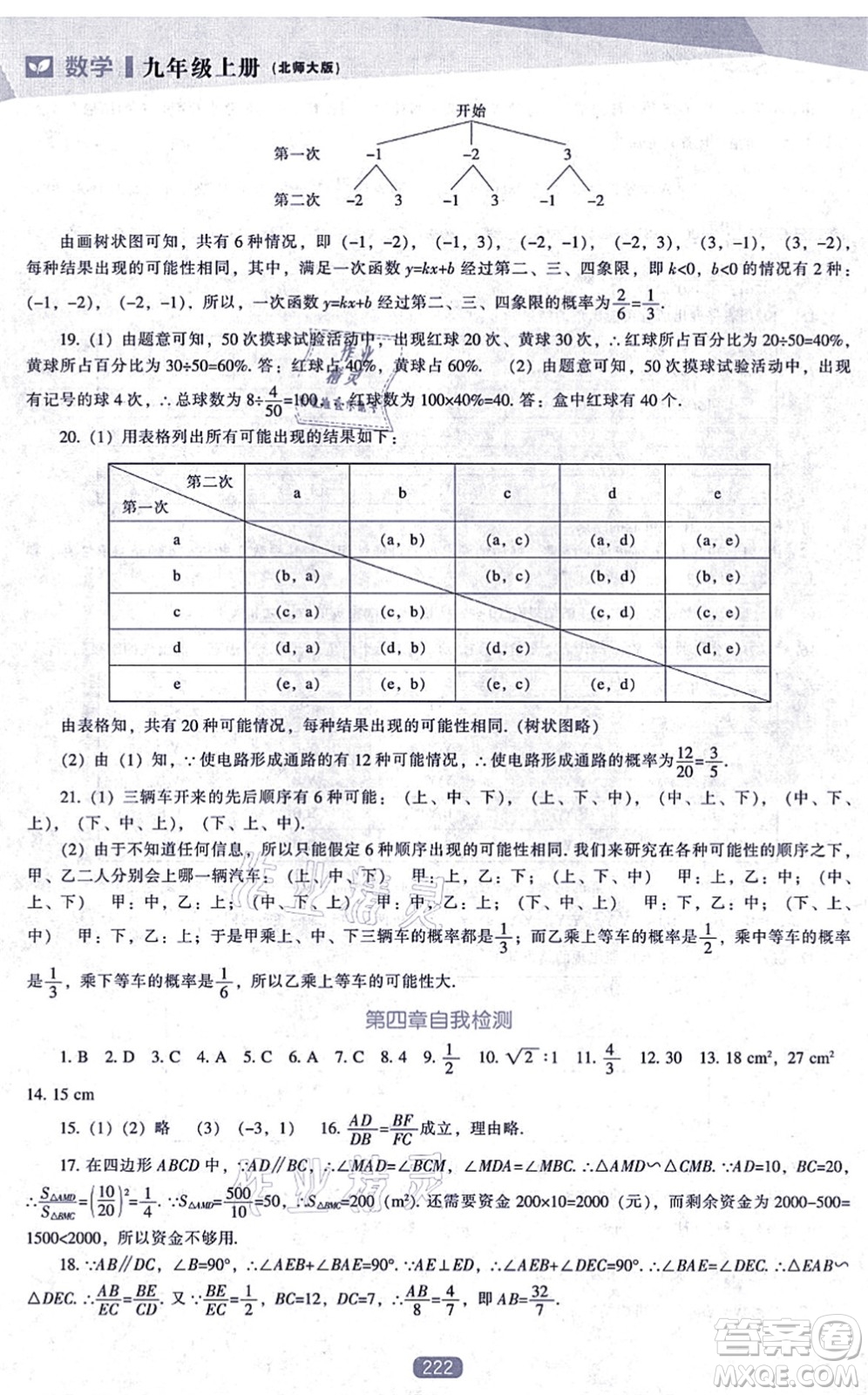 遼海出版社2021新課程數(shù)學(xué)能力培養(yǎng)九年級(jí)上冊(cè)北師大版答案