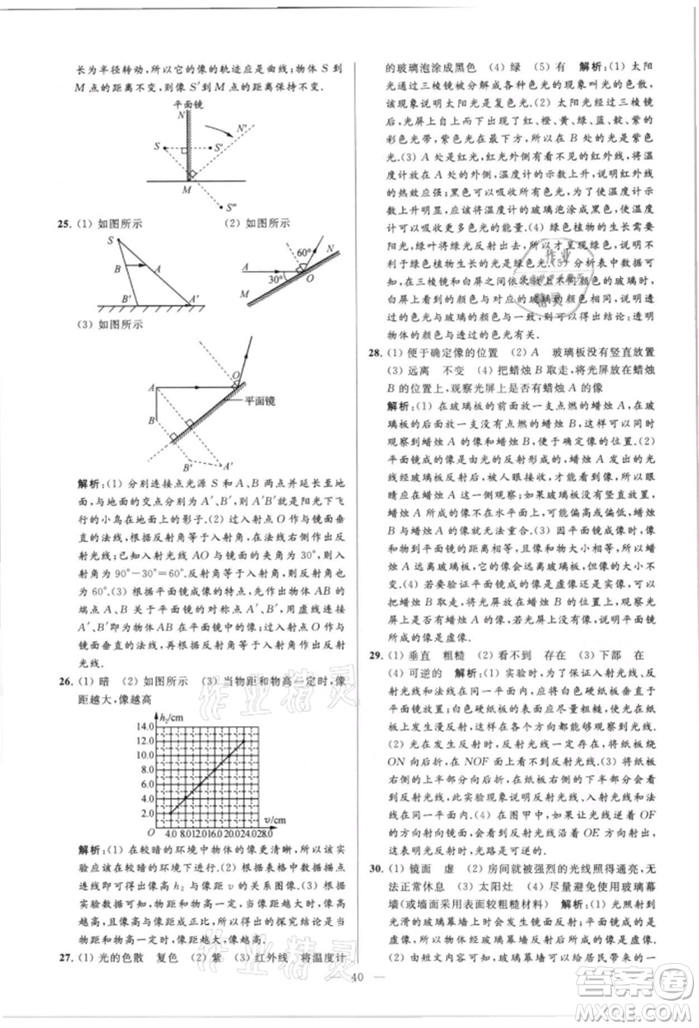 云南美術(shù)出版社2021亮點給力大試卷八年級上冊物理蘇科版參考答案