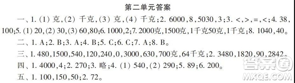 2021年小學(xué)生數(shù)學(xué)報配套試卷三年級上冊第一到四單元測試卷參考答案