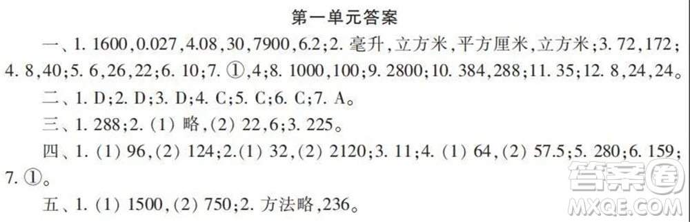 2021年小學(xué)生數(shù)學(xué)報(bào)配套試卷六年級(jí)上冊(cè)第一到四單元測(cè)試卷參考答案