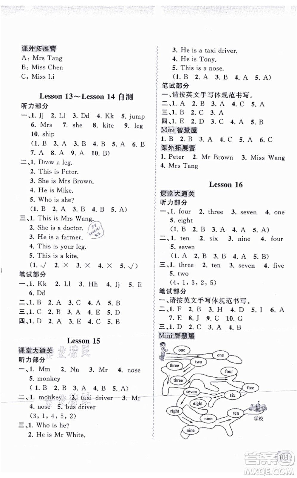 廣西教育出版社2021新課程學(xué)習(xí)與測評(píng)同步學(xué)習(xí)三年級(jí)英語上冊接力版答案