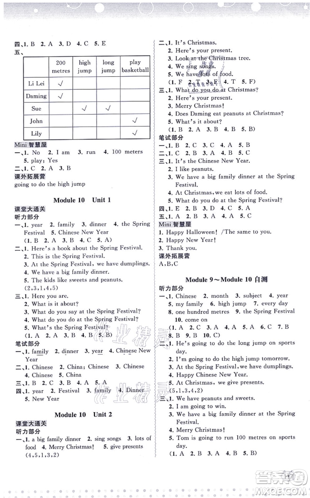 廣西教育出版社2021新課程學(xué)習(xí)與測評同步學(xué)習(xí)四年級英語上冊外研版答案