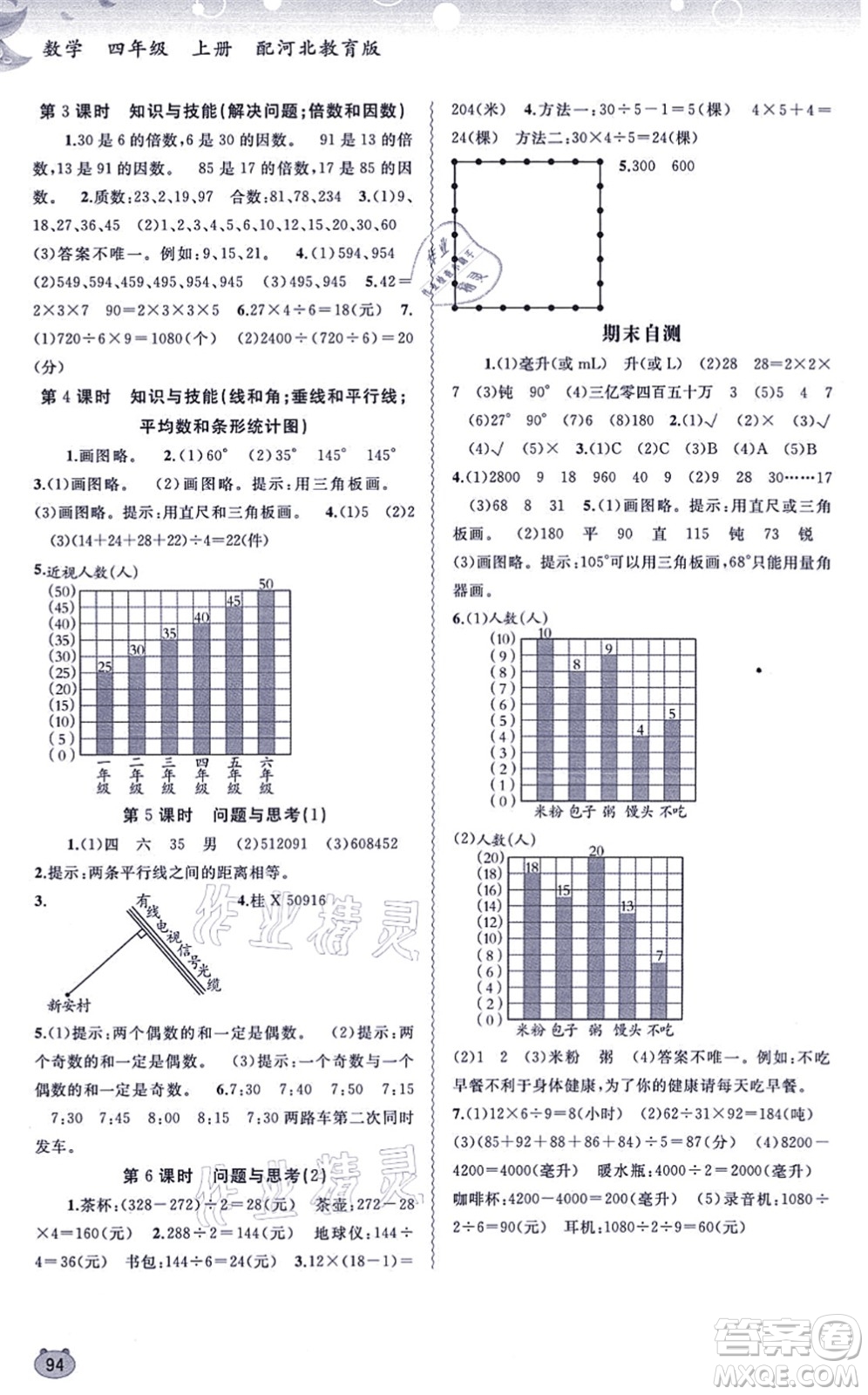 廣西教育出版社2021新課程學(xué)習(xí)與測評同步學(xué)習(xí)四年級數(shù)學(xué)上冊河北教育版答案