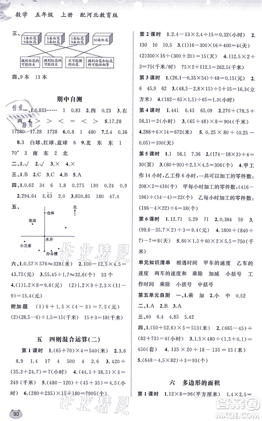 廣西教育出版社2021新課程學(xué)習(xí)與測評同步學(xué)習(xí)五年級數(shù)學(xué)上冊河北教育版答案