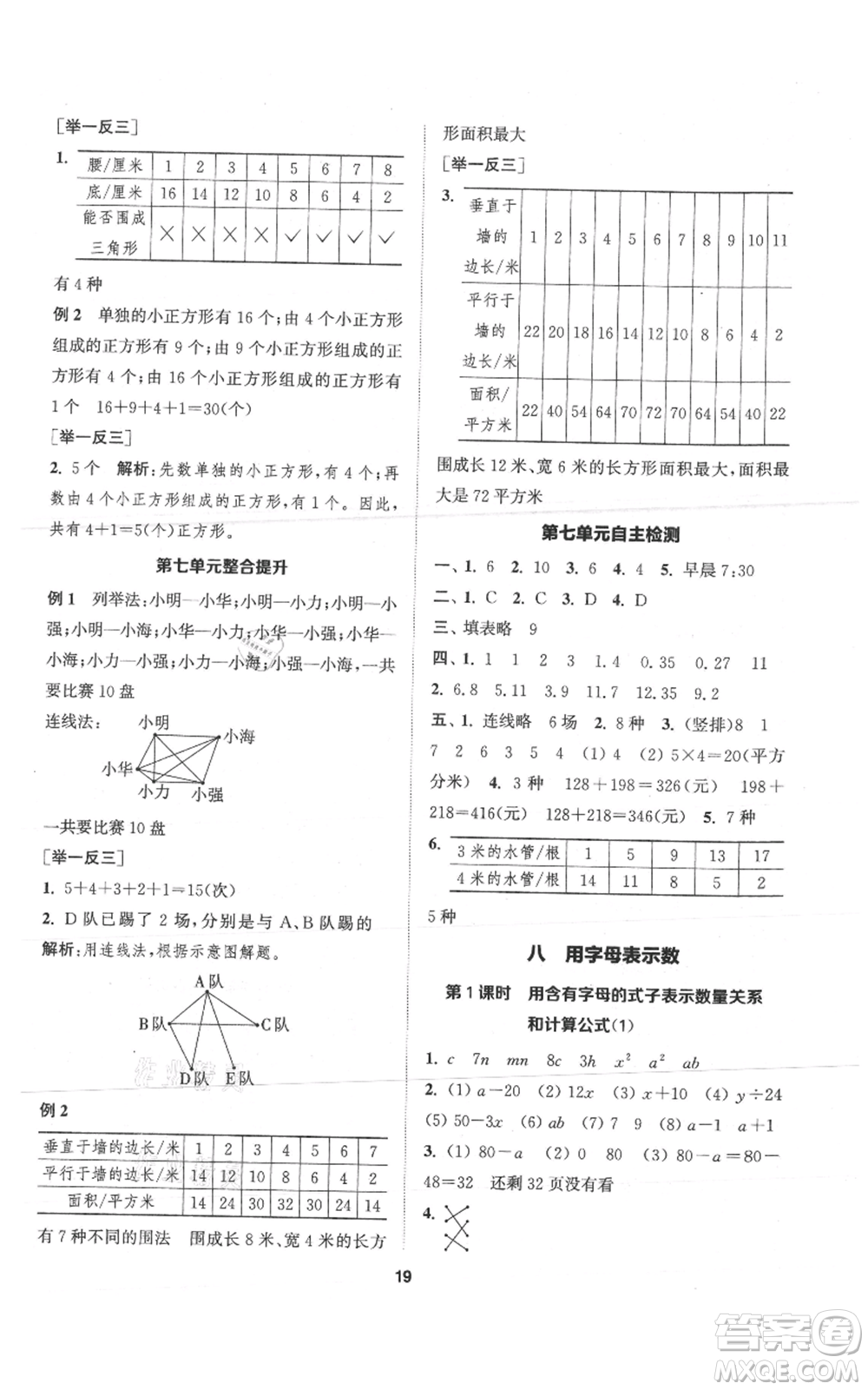 蘇州大學(xué)出版社2021金鑰匙1+1課時(shí)作業(yè)五年級上冊數(shù)學(xué)江蘇版參考答案