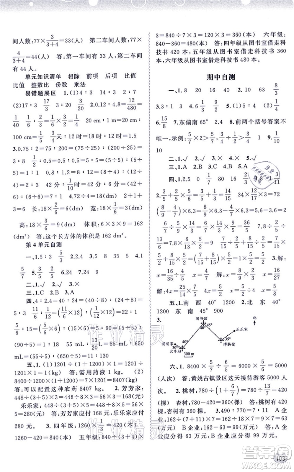 廣西教育出版社2021新課程學(xué)習(xí)與測評同步學(xué)習(xí)六年級數(shù)學(xué)上冊人教版答案