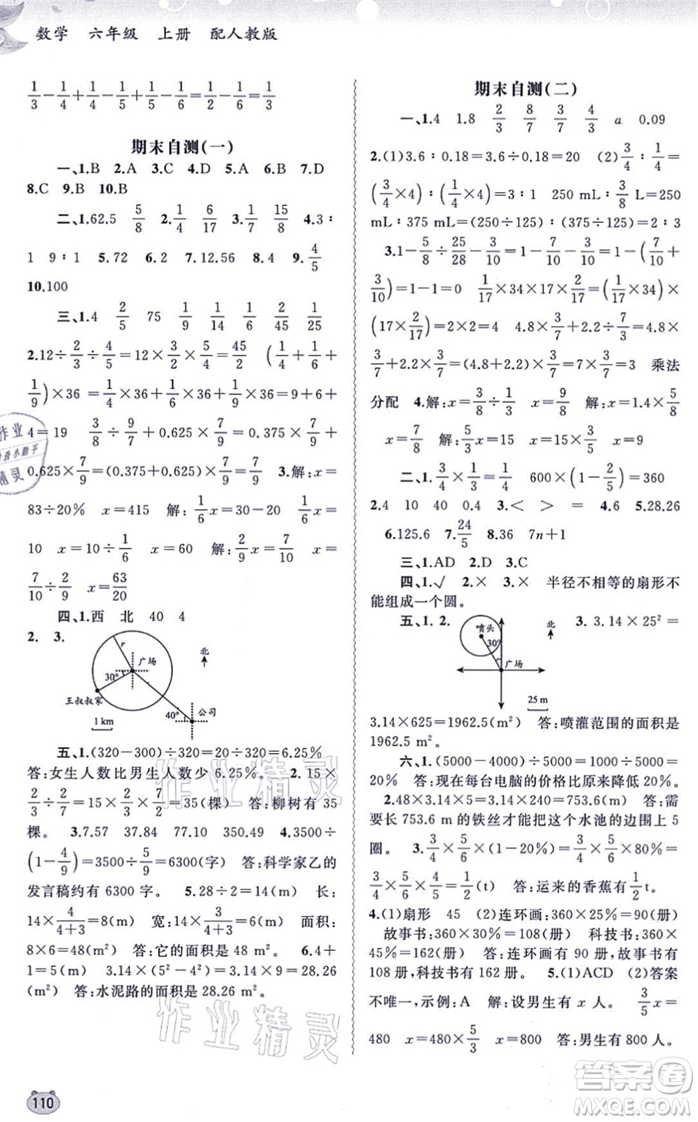 廣西教育出版社2021新課程學(xué)習(xí)與測評同步學(xué)習(xí)六年級數(shù)學(xué)上冊人教版答案