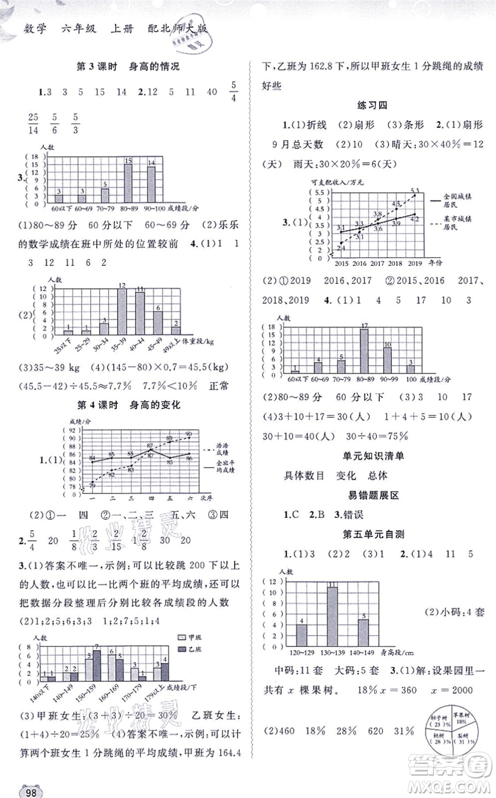 廣西教育出版社2021新課程學(xué)習(xí)與測(cè)評(píng)同步學(xué)習(xí)六年級(jí)數(shù)學(xué)上冊(cè)北師大版答案