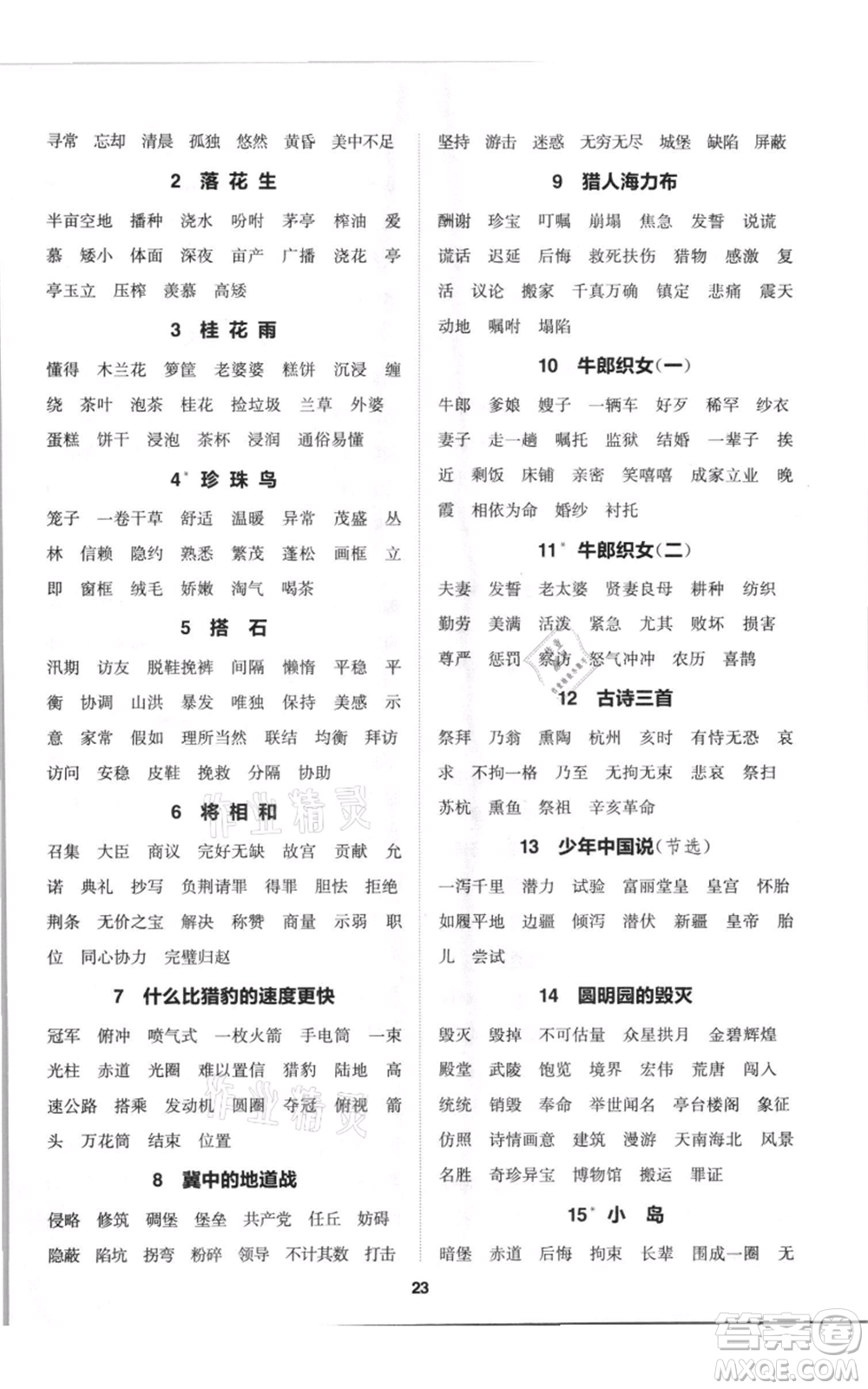 蘇州大學(xué)出版社2021金鑰匙1+1課時(shí)作業(yè)五年級上冊語文全國版參考答案