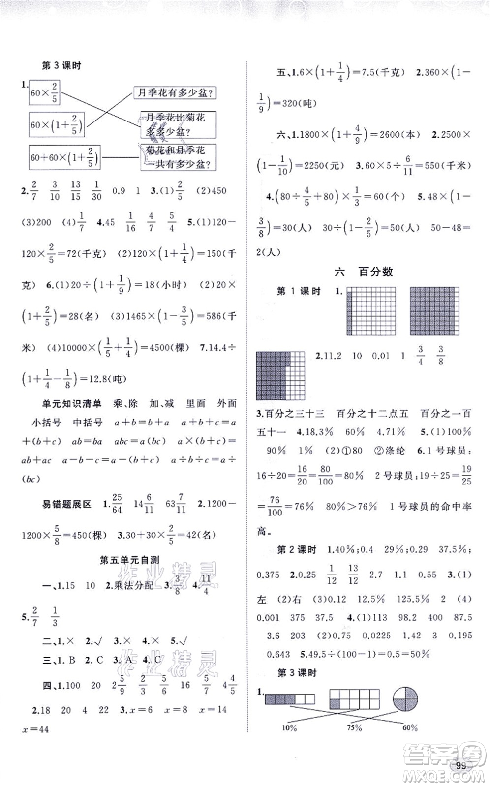 廣西教育出版社2021新課程學(xué)習(xí)與測評同步學(xué)習(xí)六年級數(shù)學(xué)上冊蘇教版答案