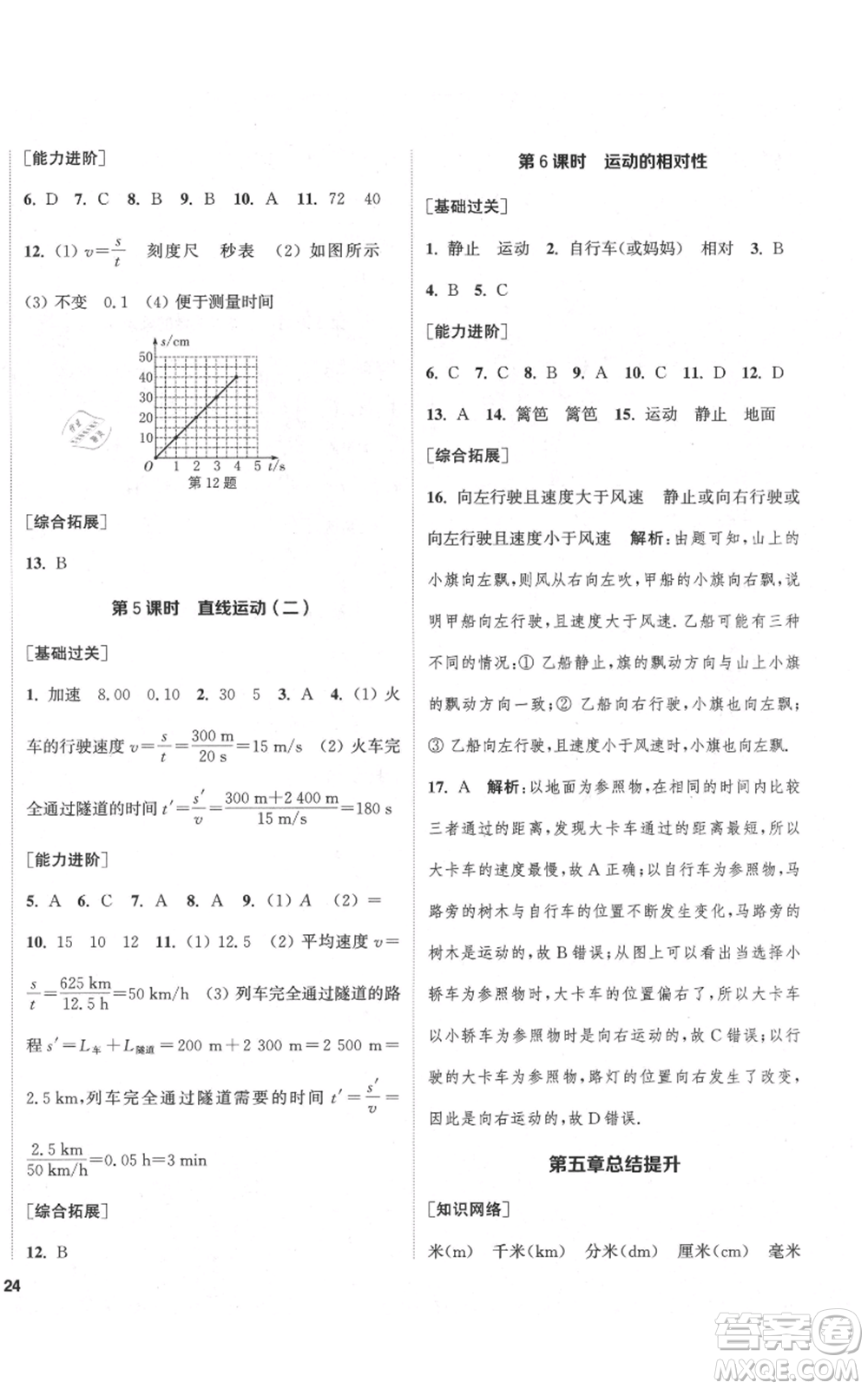 蘇州大學出版社2021金鑰匙1+1課時作業(yè)目標檢測八年級上冊物理江蘇版鹽城專版參考答案