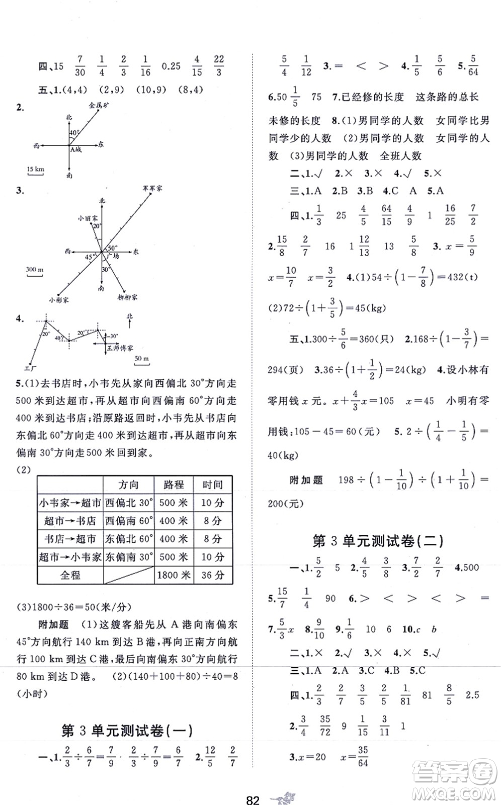 廣西教育出版社2021新課程學習與測評單元雙測六年級數(shù)學上冊人教版A版答案