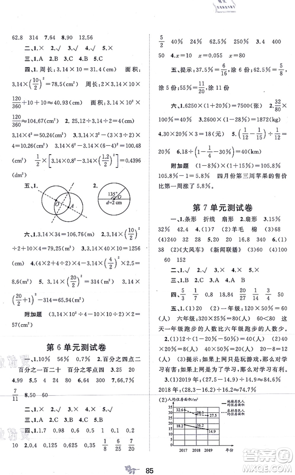 廣西教育出版社2021新課程學習與測評單元雙測六年級數(shù)學上冊人教版A版答案