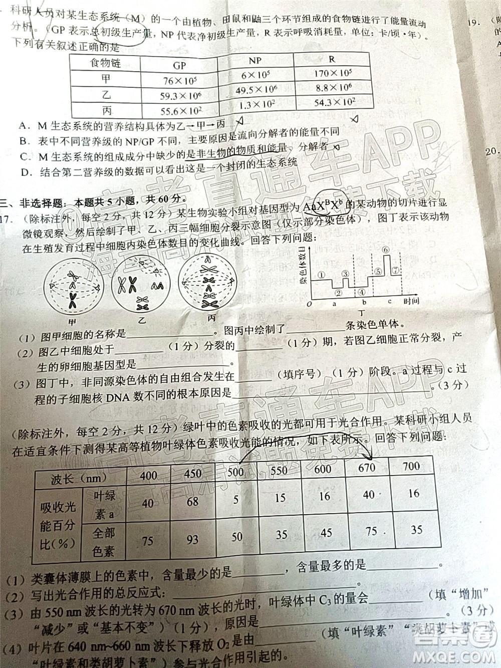 湖湘教育三新探索協(xié)作體2021年11月期中聯(lián)考試卷高三生物試題及答案