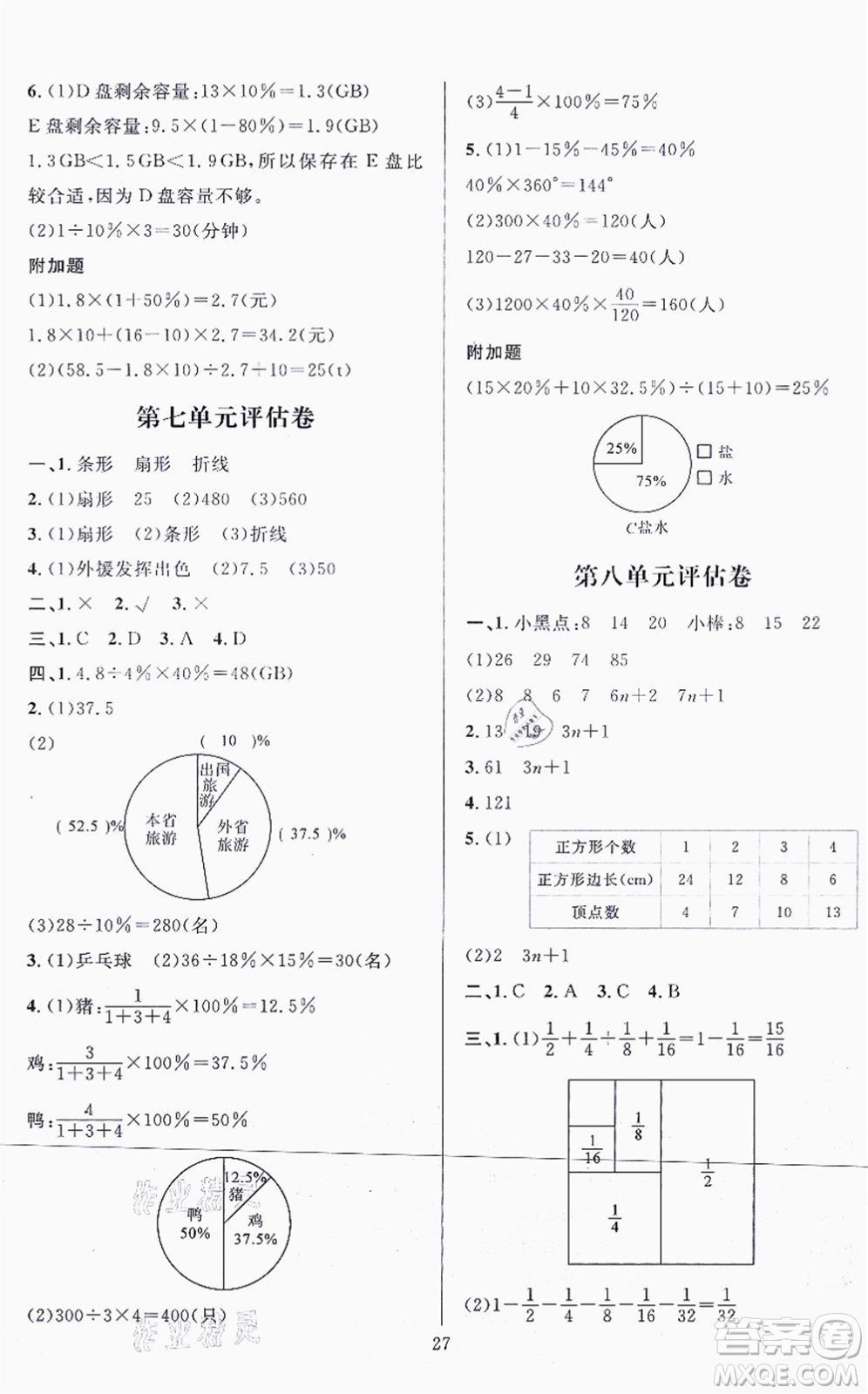 華東師范大學(xué)出版社2021一課一練六年級數(shù)學(xué)上冊人教版A版答案