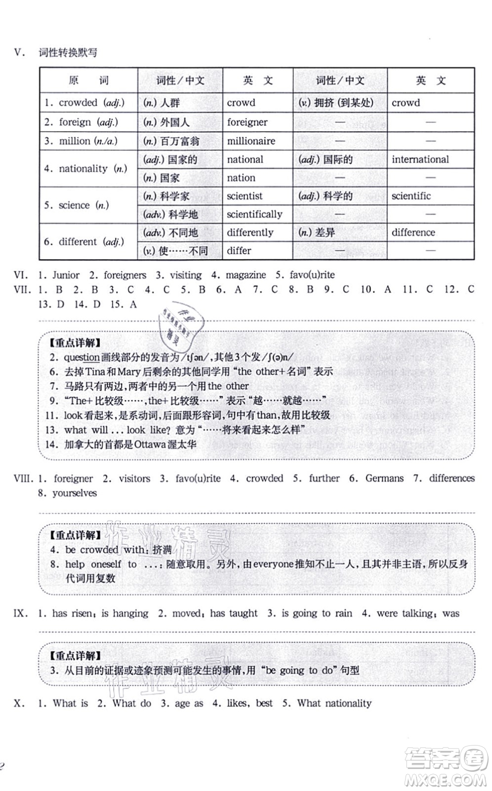 華東師范大學(xué)出版社2021一課一練七年級英語N版第一學(xué)期華東師大版增強(qiáng)版答案