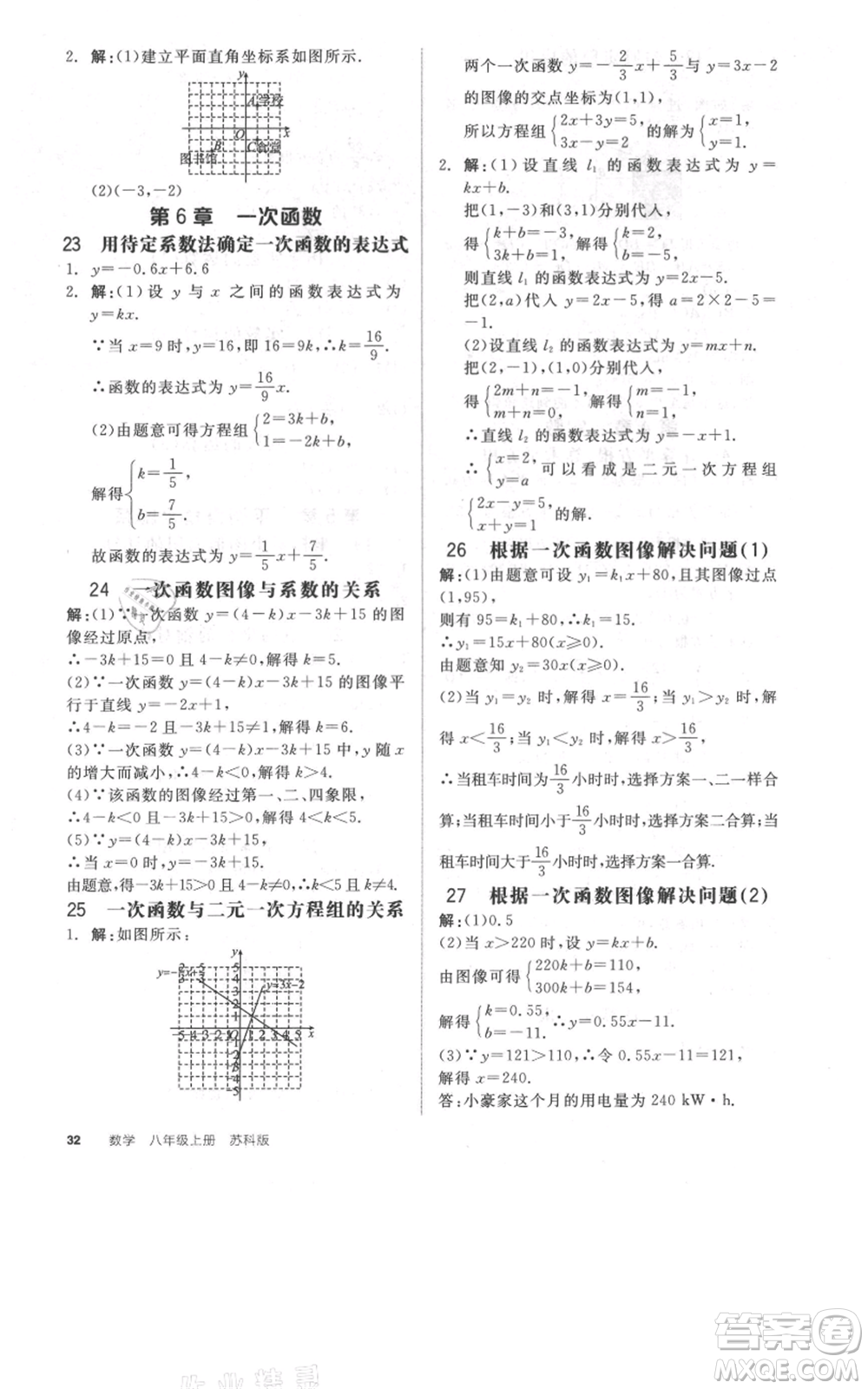 陽光出版社2021全品作業(yè)本八年級上冊數(shù)學(xué)蘇科版參考答案