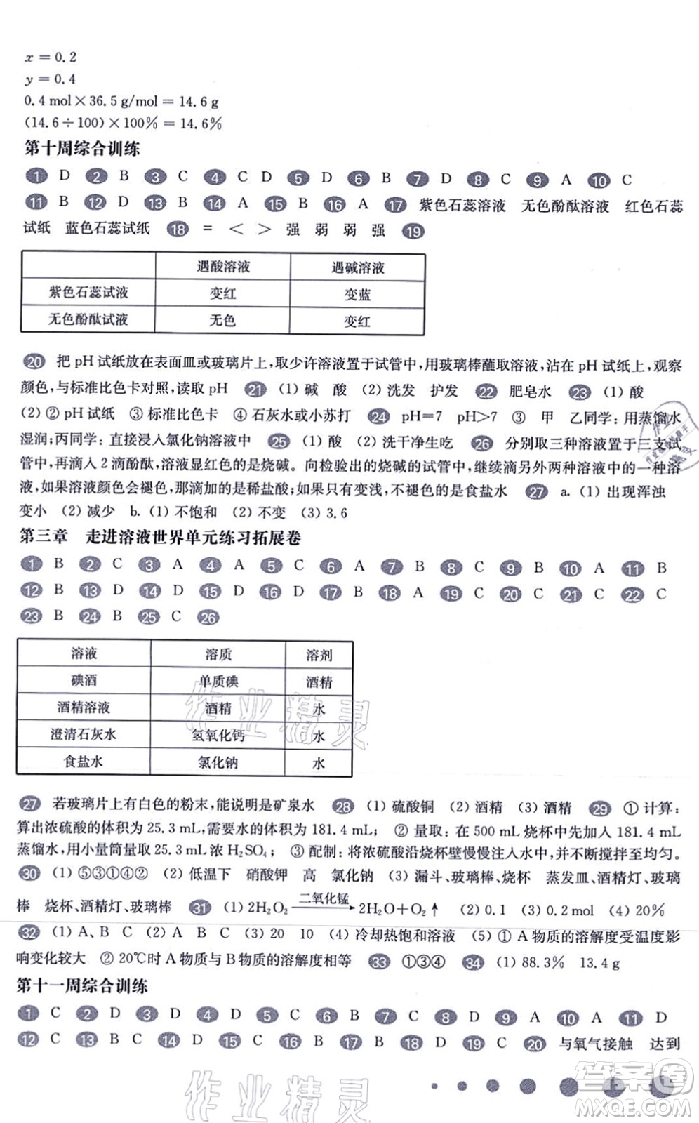 華東師范大學(xué)出版社2021一課一練九年級(jí)化學(xué)全一冊(cè)華東師大版增強(qiáng)版答案