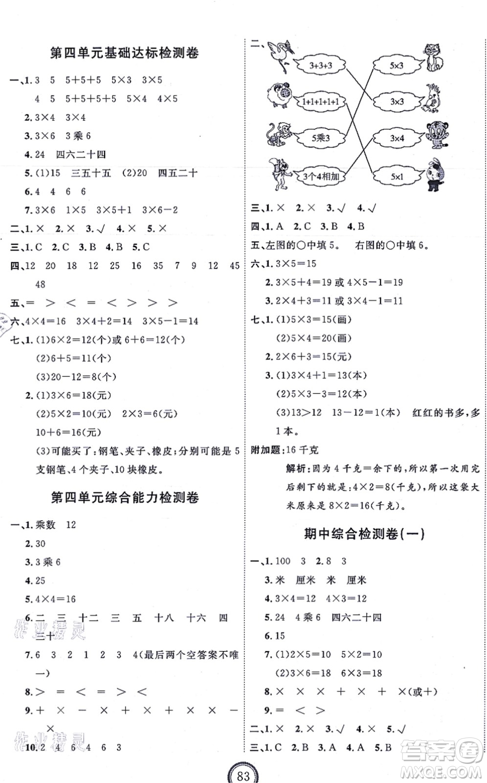 延邊教育出版社2021優(yōu)+密卷二年級數(shù)學(xué)上冊RJ人教版答案