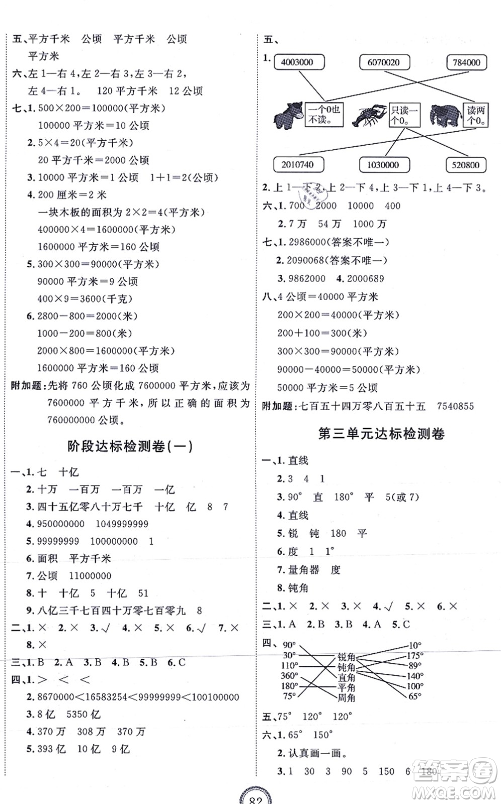 延邊教育出版社2021優(yōu)+密卷四年級數(shù)學(xué)上冊RJ人教版答案