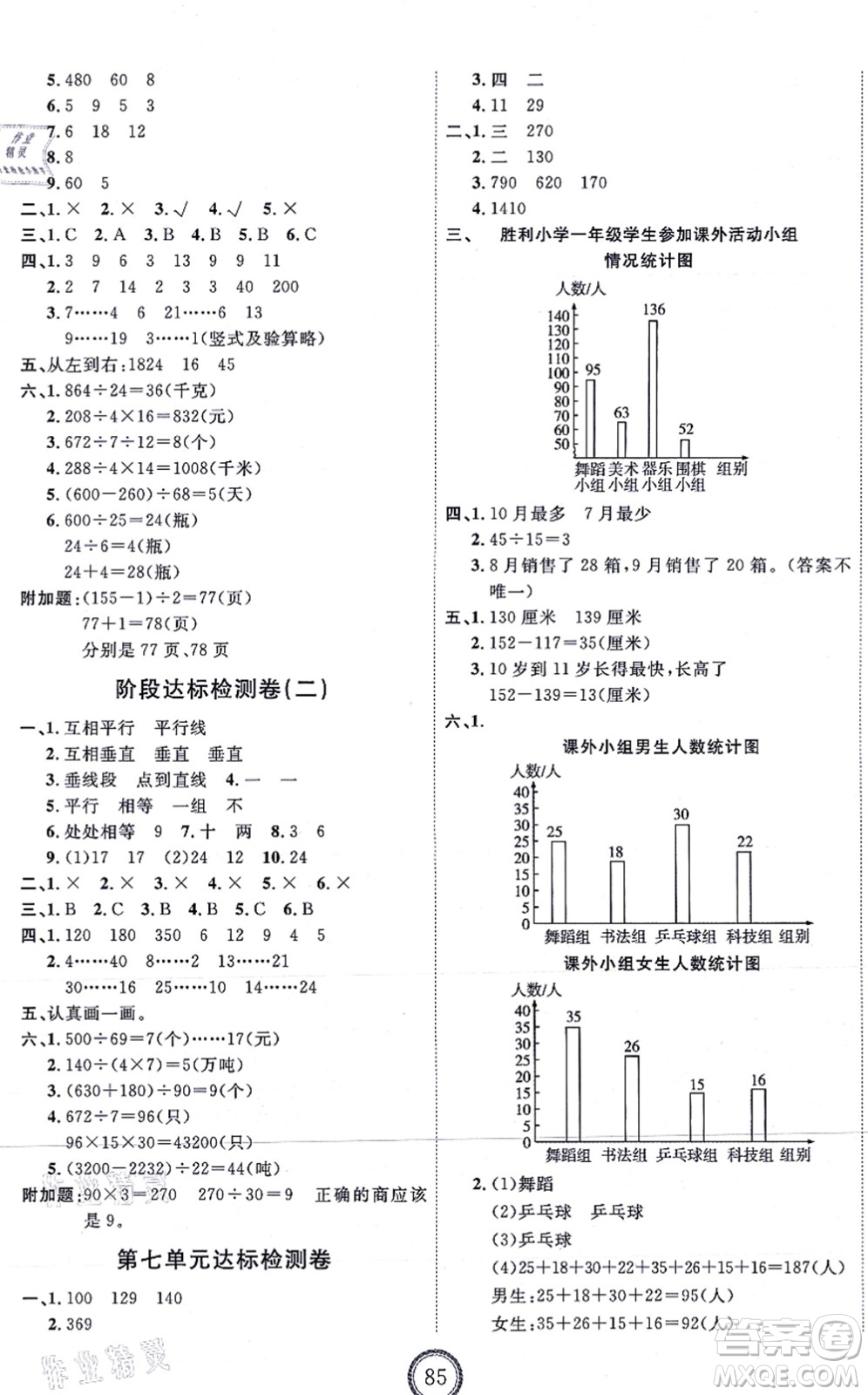 延邊教育出版社2021優(yōu)+密卷四年級數(shù)學(xué)上冊RJ人教版答案