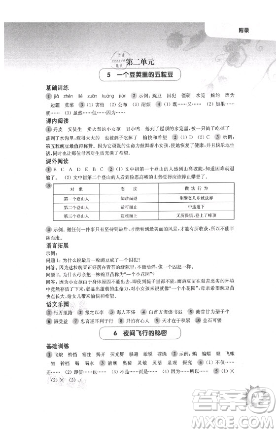 華東師范大學(xué)出版社2021秋第一作業(yè)四年級語文第一學(xué)期全新修訂版答案