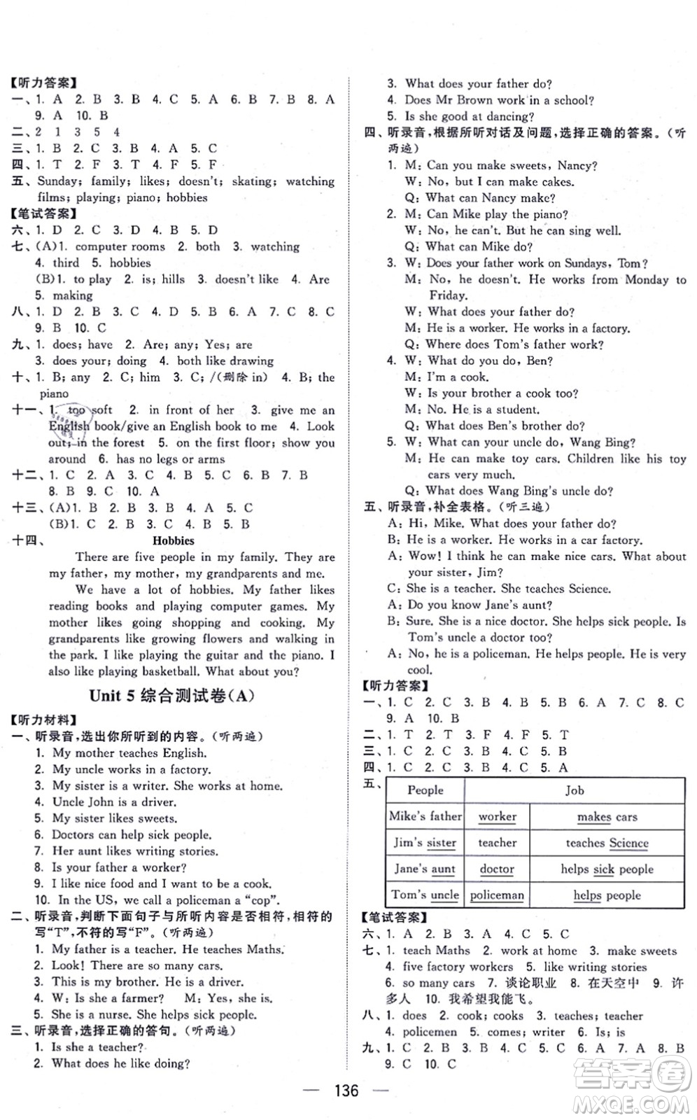 寧夏人民教育出版社2021學(xué)霸提優(yōu)大試卷五年級(jí)英語(yǔ)上冊(cè)江蘇國(guó)標(biāo)版答案