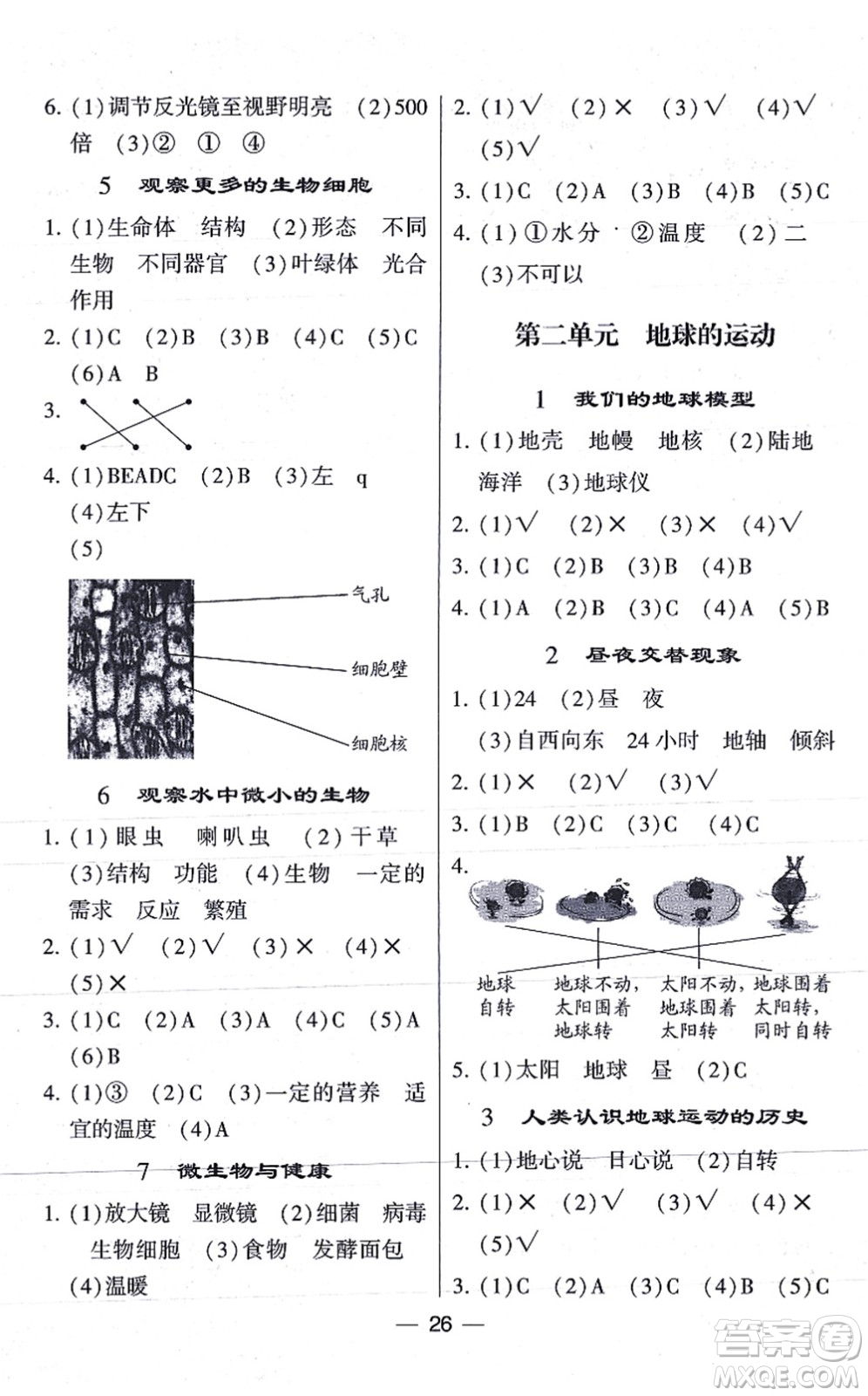 寧夏人民教育出版社2021棒棒堂學(xué)霸課時(shí)作業(yè)六年級(jí)科學(xué)上冊(cè)JK教科版答案