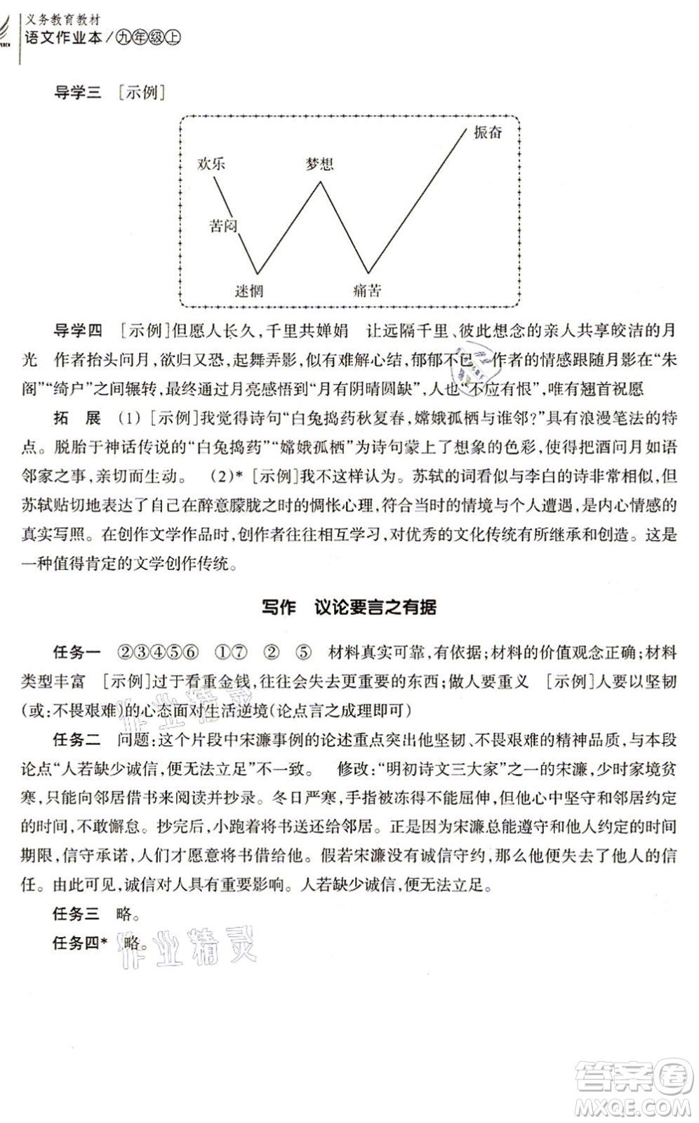 浙江教育出版社2021語文作業(yè)本九年級(jí)上冊(cè)人教版答案