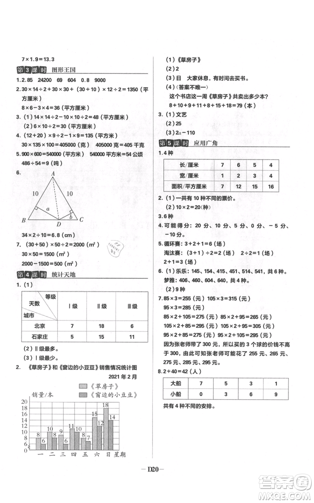 首都師范大學(xué)出版社2021小學(xué)必刷題五年級上冊數(shù)學(xué)蘇教版參考答案