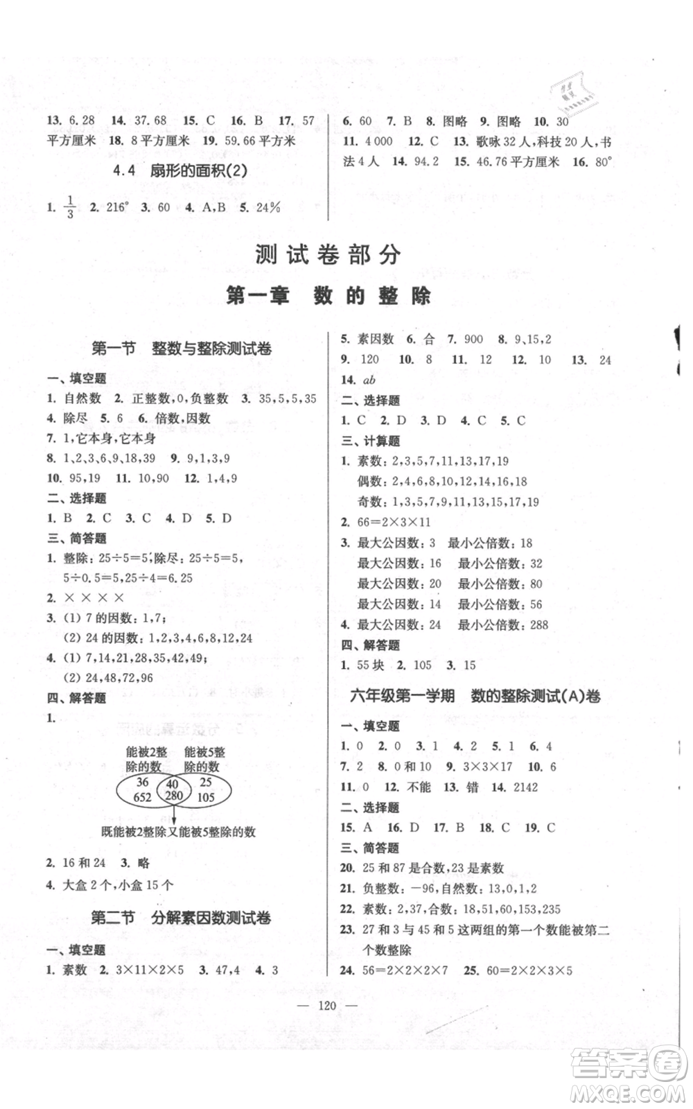 上?？茖W(xué)普及出版社2021精練與提高六年級(jí)上冊(cè)數(shù)學(xué)通用版參考答案